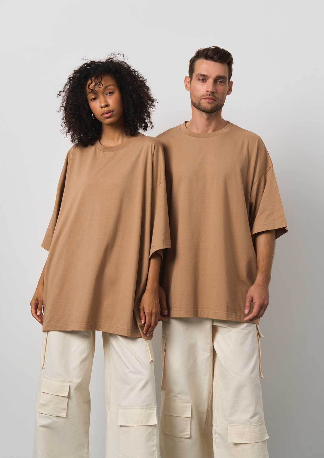Beige color mega oversize unisex ➕ T-shirt 